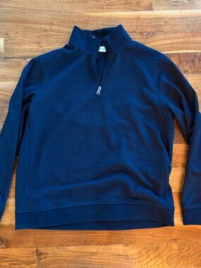 Bugatchi Quarter-Zip Pullover Navy Blue Size L